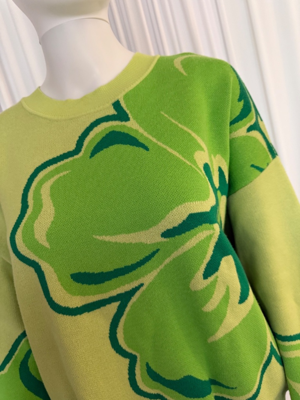 Jaclyn Smith Cactus Green Floral Jacquard Sweater Size XL NWOT - Picture 13 of 16